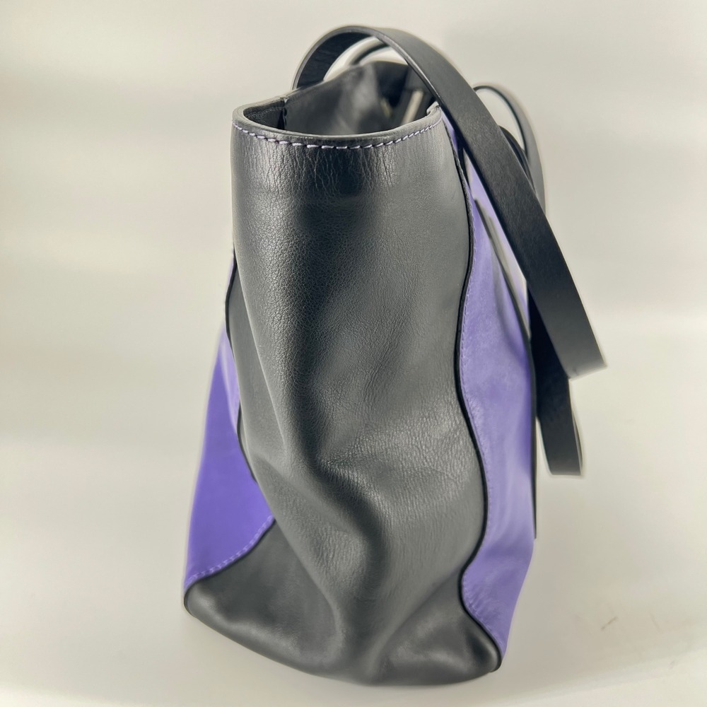 Kenzo Paris Purple and Black‎ K Logo Leather Tote Bag Shoulder Handbag Women's - Picture 6 of 14
